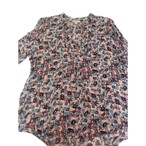 Lucky Brand Women L Floral Blouse Top Lightweight breathable cute - Picture 3 of 10